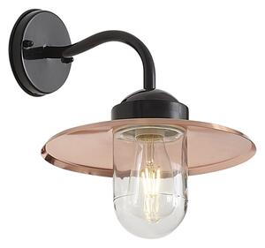 Nowoczesna lampa ścienna zewnętrzna czarna z miedzią IP44 - Kansas