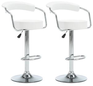 Obrotowe krzesła barowe, 2 szt., białe, sztuczna skóra