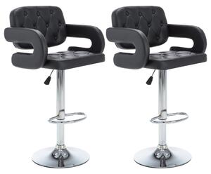 Obrotowe krzesła barowe, 2 szt., czarne, sztuczna skóra