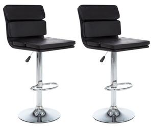 Obrotowe krzesła barowe, 2 szt., czarne, sztuczna skóra