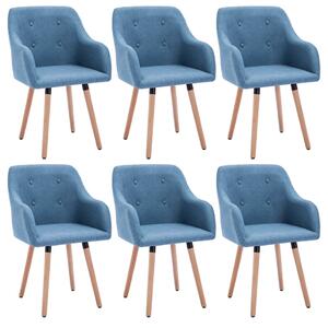 Krzesła stołowe, 6 szt., niebieskie, tkanina