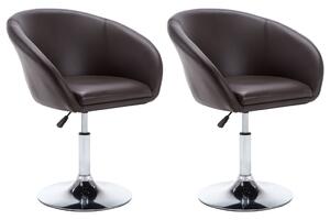 Obrotowe krzesła stołowe, 2 szt., brązowe, sztuczna skóra