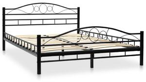Łóżko z materacem memory, czarne, metalowe, 140x200 cm