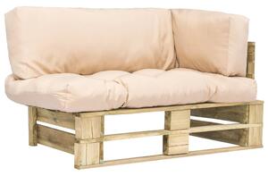 Sofa ogrodowa z palet z piaskowymi poduszkami, sosna