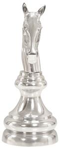 Rzeźba szachowego skoczka, lite aluminium, 54 cm, srebrna