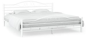 Łóżko z materacem, białe, metalowe, 140 x 200 cm