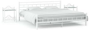 Rama łóżka i 2 szafki nocne, białe, metalowe, 160 x 200 cm