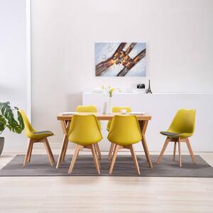 Krzesła stołowe, 6 szt., żółto-czarne, sztuczna skóra