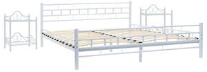 Rama łóżka i 2 szafki nocne, białe, metalowe, 160 x 200 cm