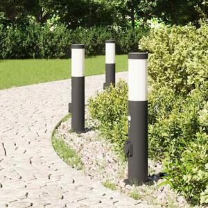 Lampy słupkowe z czujnikiem i gniazdkiem, 3 szt., 50 cm, stal nierdzewna, IP44