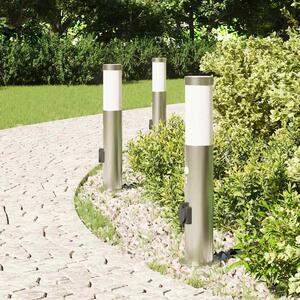 Lampy słupkowe z czujnikiem i gniazdkiem, 3 szt., 50 cm, stal nierdzewna, IP44
