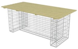 Stół ogrodowy ze stalowym gabionem, 180x90x74 cm, drewno