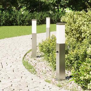 Lampy słupkowe z czujnikiem 3 szt. 50 cm Stal nierdzewna IP44