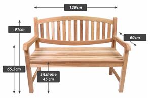 Teakowa ławka ogrodowa Bradford 2-osobowa, 120 cm, drewno