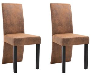 Krzesła jadalniane, 2 szt., brązowe, sztuczna skóra zamszowa