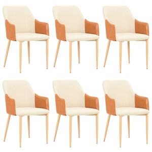 Krzesła stołowe, 6 szt., brązowo-kremowe, tkanina