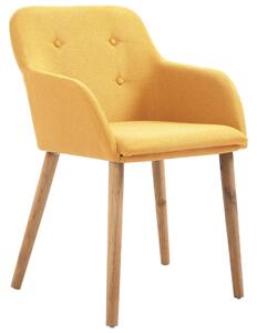Krzesła do jadalni, 6 szt., żółte, tkanina i lity dąb