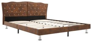 Łóżko z materacem, brązowe, tkanina, 180 x 200 cm