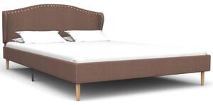 Łóżko z materacem, brązowe, tkanina, 140 x 200 cm