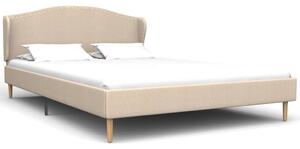 Łóżko z materacem, beżowe, tkanina, 120 x 200 cm