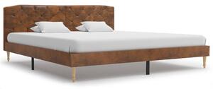 Łóżko z materacem, brązowe, sztuczna skóra zamszowa, 180x200 cm