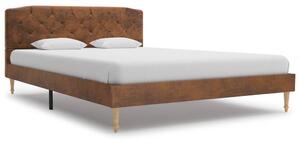 Łóżko z materacem, brązowe, sztuczna skóra zamszowa, 140x200 cm