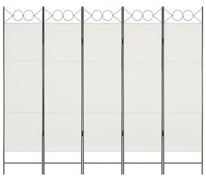 Parawan 5-panelowy, biały, 200 x 180 cm