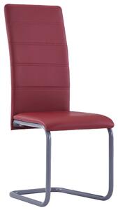 Krzesła stołowe, wspornikowe, 2 szt., czerwone, sztuczna skóra