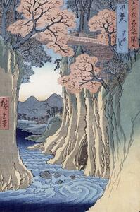 Reprodukcja The monkey bridge in the Kai province, Ando or Utagawa Hiroshige