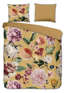 Pościel dwuosobowa z satyny bawełnianej w kolorze ochry 240x220 cm Fiori – Descanso