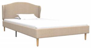 Łóżko z materacem memory, beżowe, tkanina, 90x200 cm