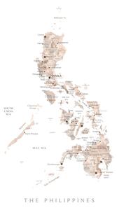 Mapa Map of the Philippines in neutral watercolor, Blursbyai