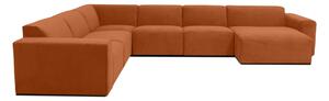 Pomarańczowa sztruksowa sofa modułowa w kształcie litery "U" Scandic Sting, prawostronna