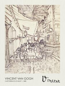 Reprodukcja Caf Terrace at Night Sketch 1888