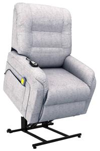 Rozkładany fotel masujący, podnoszony, jasnoszary, tkanina