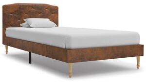 Łóżko z materacem, brązowe, sztuczna skóra zamszowa, 90x200 cm
