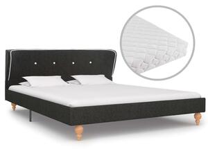 Łóżko z materacem, ciemnoszare, juta, 140 x 200 cm