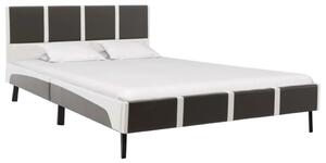 Łóżko z materacem, szaro-białe, ekoskóra, 120 x 200 cm
