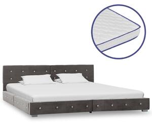 Łóżko z materacem memory, szare, aksamit, 160 x 200 cm