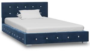 Łóżko z materacem, niebieskie, aksamit, 90 x 200 cm