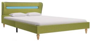 Łóżko LED z materacem, zielone, tkanina, 140 x 200 cm