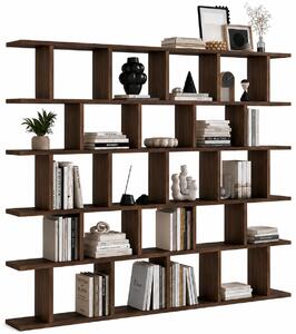 Orzechowa ażurowa biblioteczka w stylu nowoczesnym G3-B40