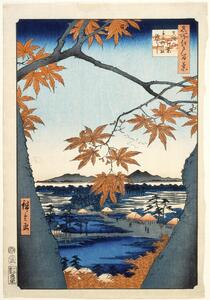 Reprodukcja Maples leaves at Mama, Hiroshige Utagawa