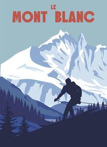 Ilustracja Mont Blanc Ski resort poster retro, VectorUp