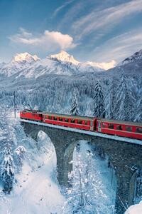 Ilustracja Bernina Express train in the snowy, Roberto Moiola / Sysaworld