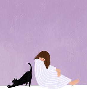 Ilustracja Girl and Cat, Bea Muller