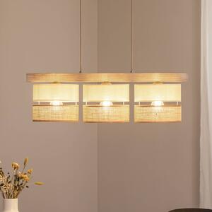 Lampa wisząca Treeon Duolla, możliwość ściemniania, kremowy / amber, salon / jadalnia, drewno