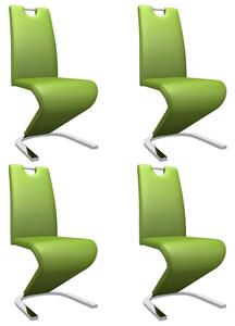Krzesła o zygzakowatej formie, 4 szt., zielone, sztuczna skóra