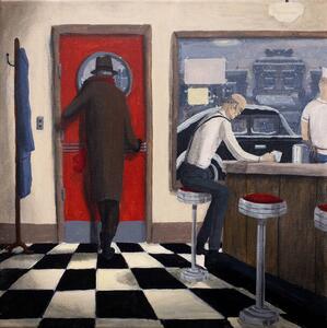 Ilustracja Vintage Diner Scene, Dave Rheaume Artist