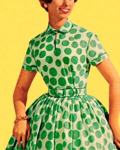 Ilustracja Woman in Green Polka Dot Dress, CSA-Images